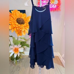 S.L. Fashions Navy Blue Layered Dress